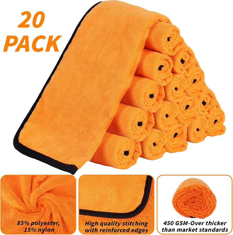 UZLU 20 Pack Microfiber Car Drying Towel, 15.7 x 23.6 Inch Car Microfiber Cleaning Towels Bulk, Lint-Free, Quick Drying, Dual-Sided Detailing Buffing Polishing Waxing Soft Towels for SUV, Truck and Boats - Image 2